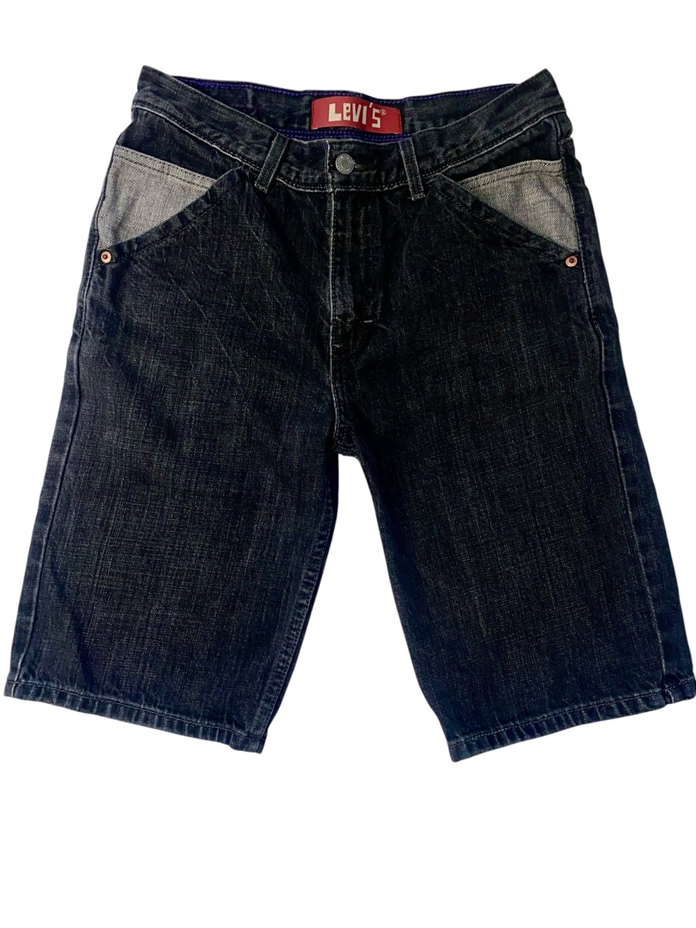 Levi's Black Charcoal Denim Shorts Youth Big Boys' Carpenter Painter 16 Regular